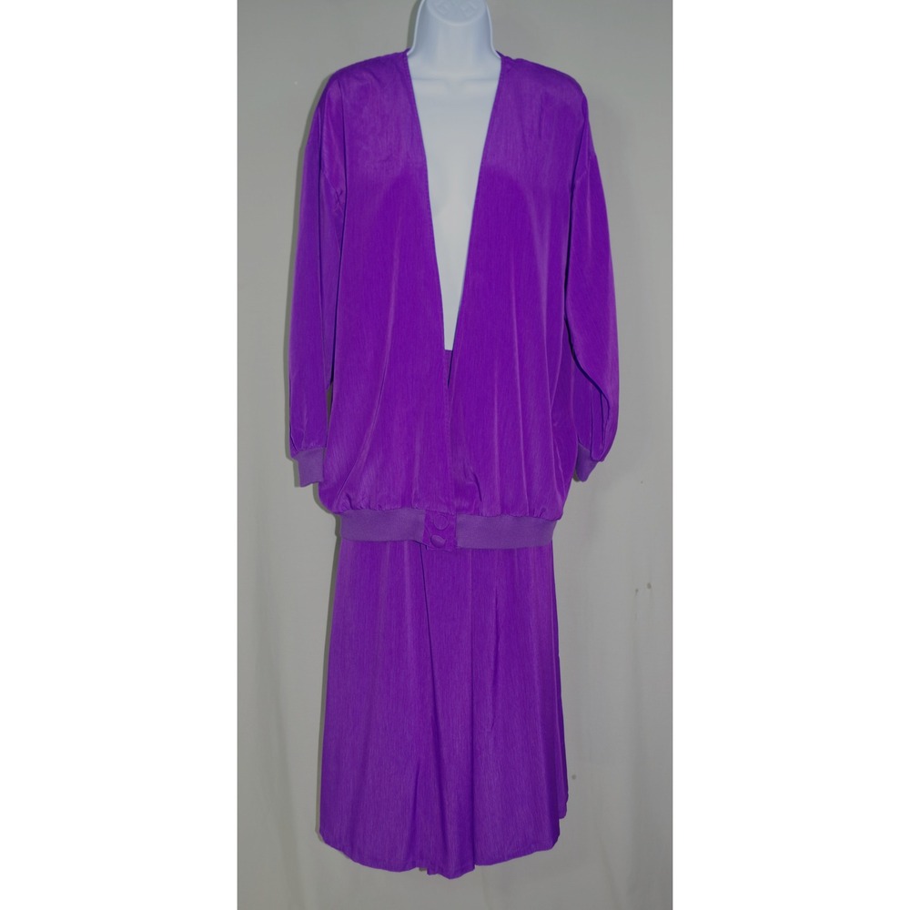 Peter Popovitch Woman's Medium Vintage 80s Purple Skirt Set Jacket & Midi Skirt